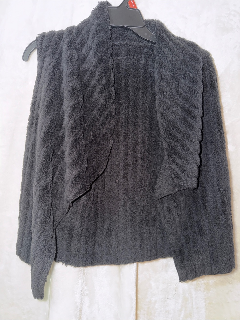 Zara Black Teddy Open-Front Jacket